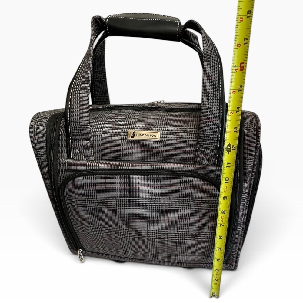 London Fog Devonshire 360UL Rolling Club Bag Unisex Carry On Grey Plaid CLEAN! - Picture 3 of 16